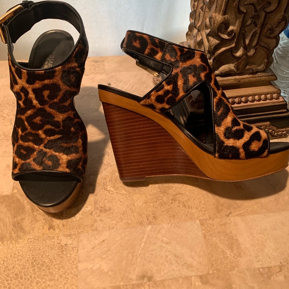 Michael Kors leopard print wedge